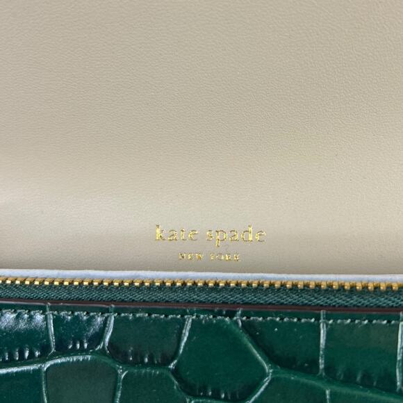 Kate Spade Dakota Croc-embossed Flap Wristlet in Rock Garden Green NEW - Picture 7 of 12